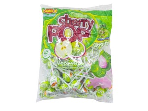 Pirulito Cherry Pop Maçã Verde Recheio Chiclete c/50 - Sams